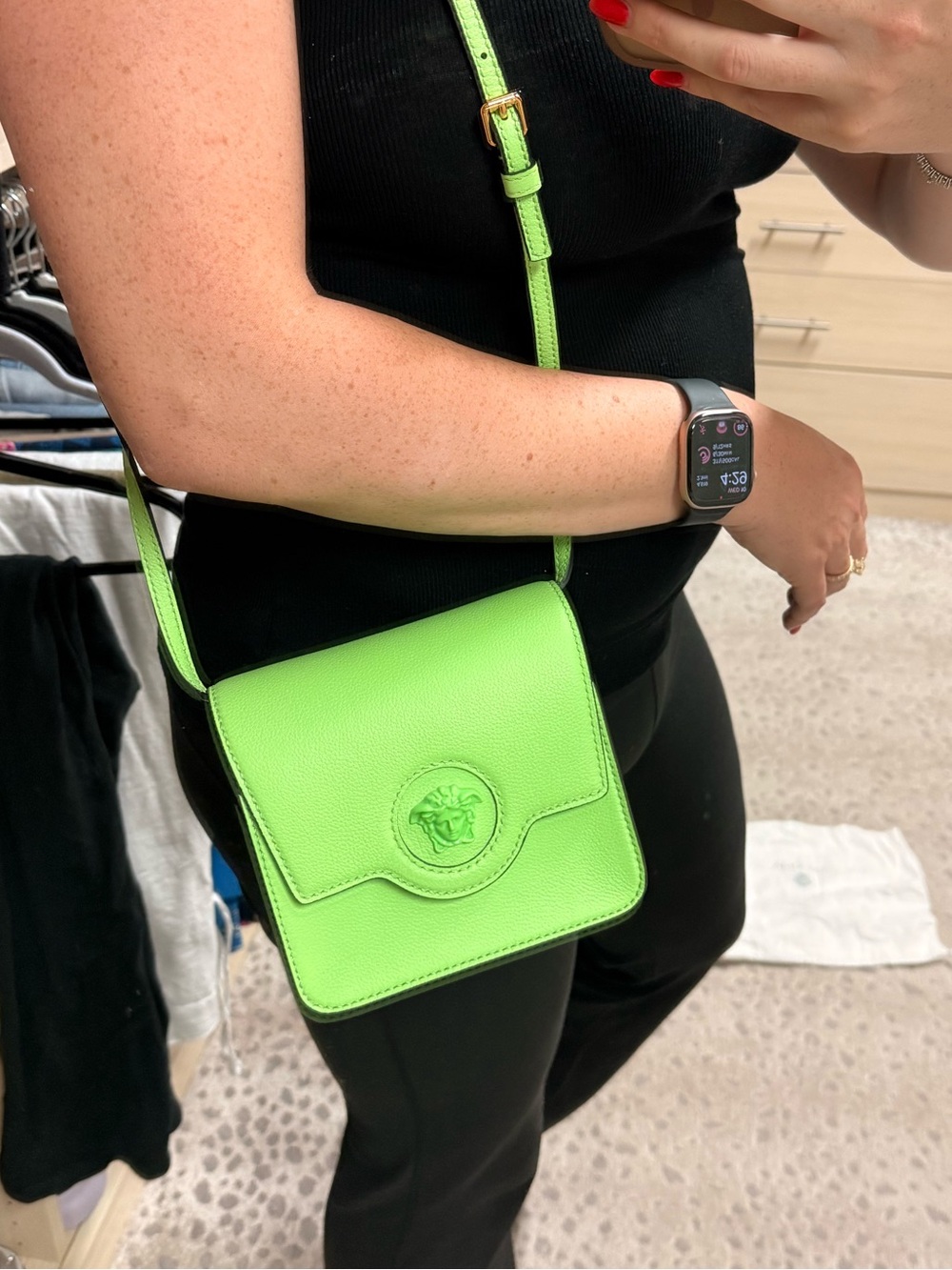 Versace Neon Green Leather Medusa Crossbody Bag - Picture 10 of 10